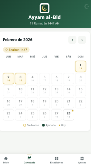 Sunnah White Days - Calendar Screenshot 0