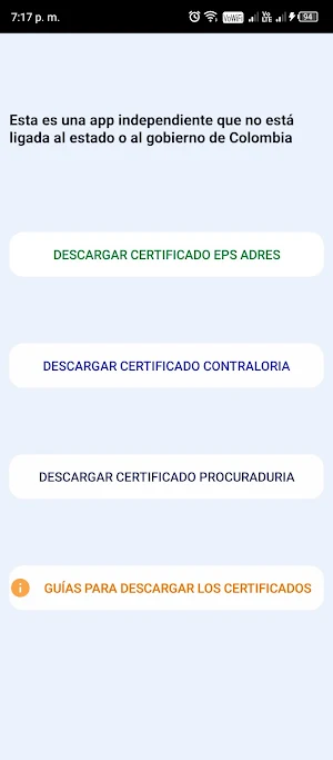 Colombia Certificados Screenshot 2