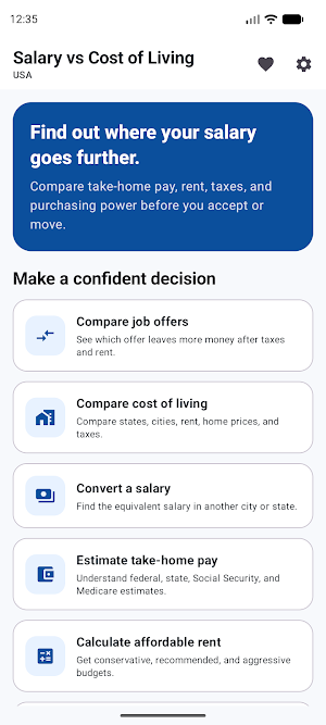 Salary vs Cost of Living USA Screenshot 0