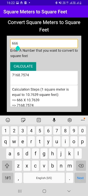 Square Meters to Square Feet Screenshot 2