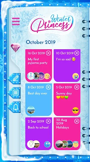 Winter Princess Diary (with lock or fingerprint) Screenshot 1