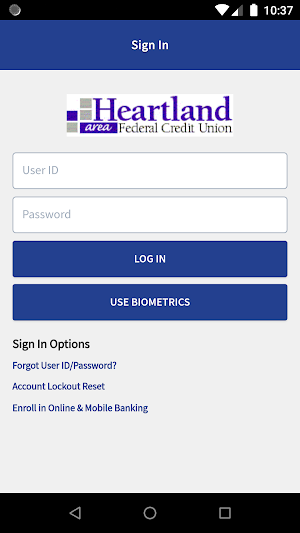 Heartland Area FCU Mobile Banking Screenshot 1