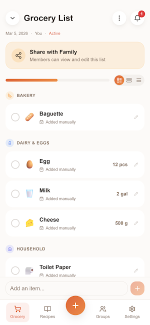 Pantryo - Family Grocery List Screenshot 0
