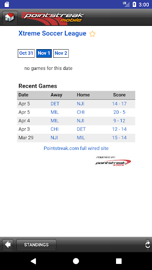 Pointstreak Mobile Screenshot 1