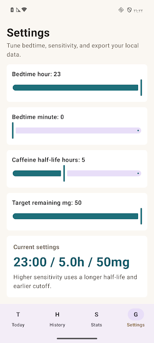 Caffeine Cutoff Mate Screenshot 0