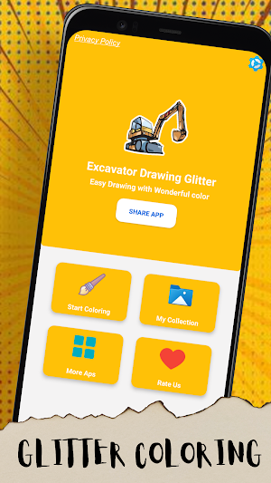 Excavator Drawing Glitter Screenshot 2