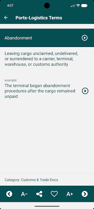 Ports-Logistics Terms Glossary Screenshot 1