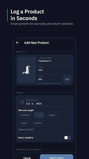 Warranty Box: Receipt Tracker Screenshot 1