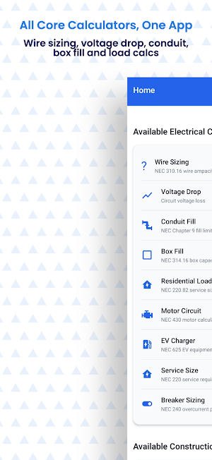 Electrical TradeCalc Pro App Screenshot 1
