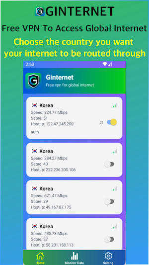 Ginternet - A Global VPN App Screenshot 1