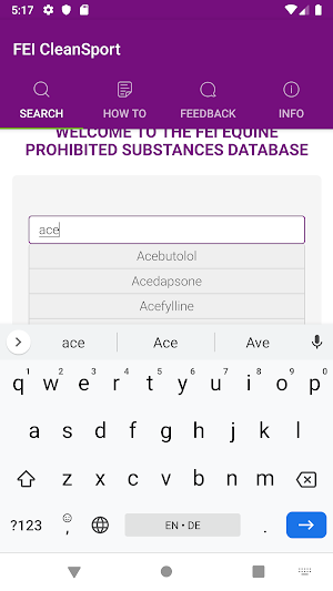 FEI CleanSport Database Screenshot 1