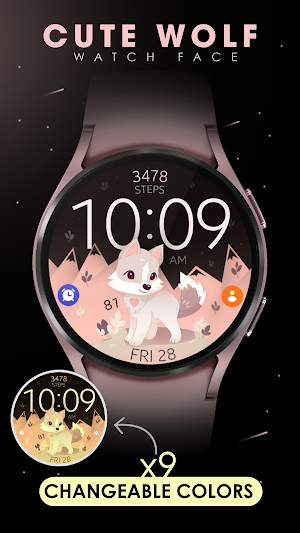 Cute Wolf digital watch face Screenshot 2