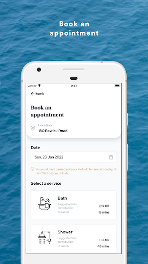 Mikvah Appointment Bookings Screenshot 1