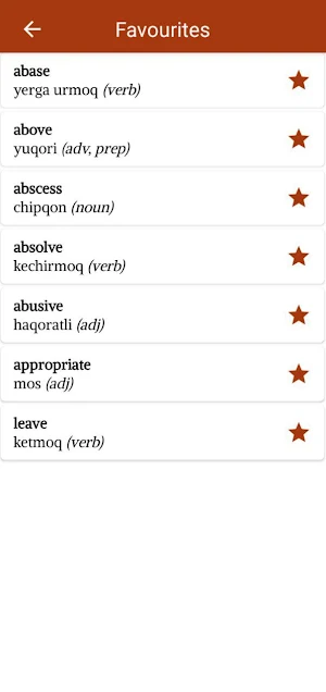 English - Uzbek Dictionary Screenshot 1