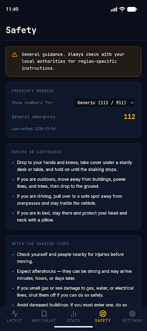 Latest Quakes Screenshot 3