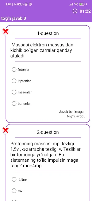 Matematika Fizikadan testlar Screenshot 3