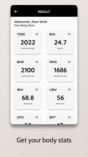 TDEE Calculator Screenshot 2