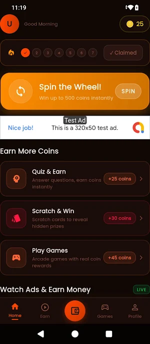 Spin To Win Earn Cash Screenshot 1