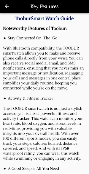 TOOBUR Smart Watch Guide Screenshot 2