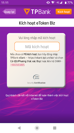 TPBank eToken Biz Screenshot 1