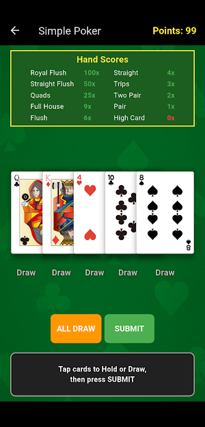 Simple Poker (Five-card draw) Screenshot 2