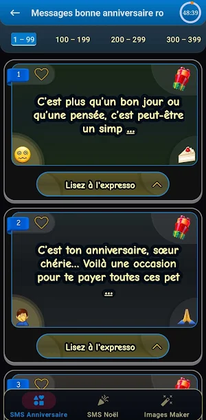 Messages Joyeux Anniversaire Screenshot 2