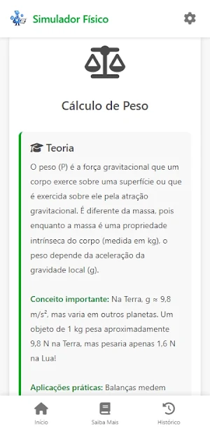 Simulador Físico Calculadora Screenshot 2