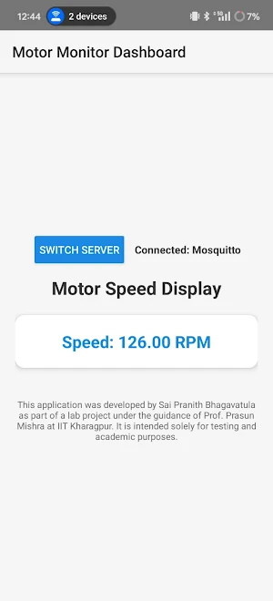 Motor Monitoring Dashboard Screenshot 1