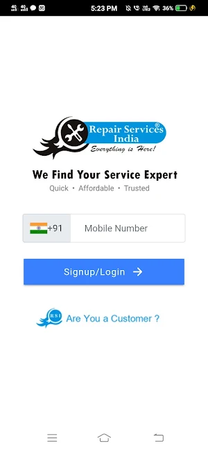 Repair Services India Partner App Screenshot 0