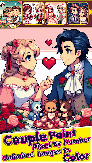 Couple Love Pixel Art coloring Screenshot 2