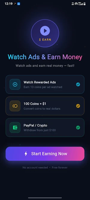 Watch Ads & Earn Money Screenshot 0
