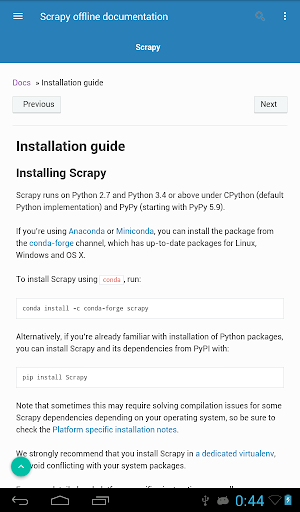 Python Scrapy documentation offline Screenshot 3