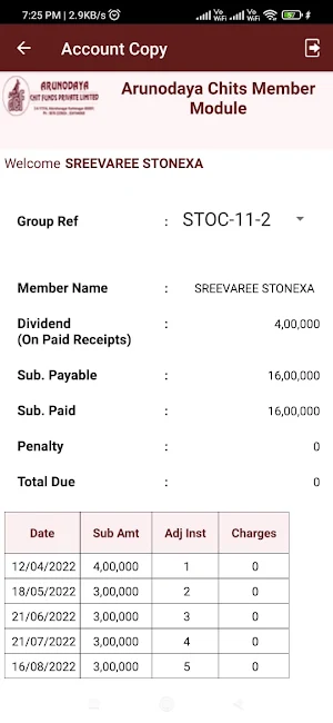 Arunodaya Chits Member Module Screenshot 0