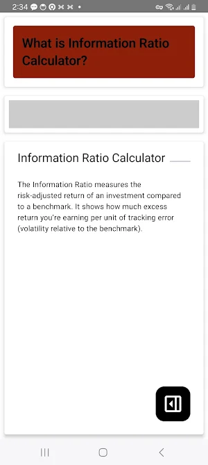 Information Ratio Calculator Screenshot 1