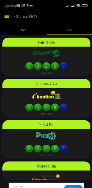 Chance HOY: Resultados Lotería Screenshot 1