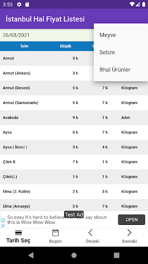 İstanbul Hal Fiyat Listesi Screenshot 1