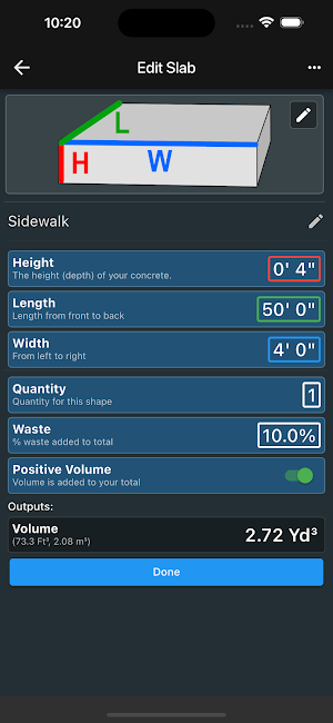 Concrete Estimator/Calculator Screenshot 0