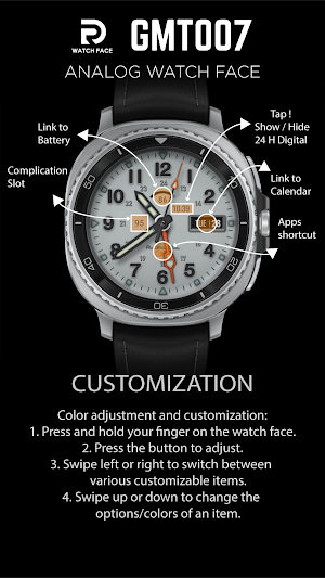 GMT 007 Analog Watch face Screenshot 3