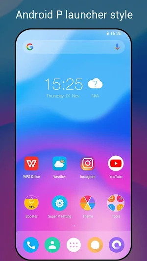 Super P Launcher for P 9.0 launcher, theme Screenshot 0
