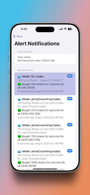 Polymarket Alerts Screenshot 2
