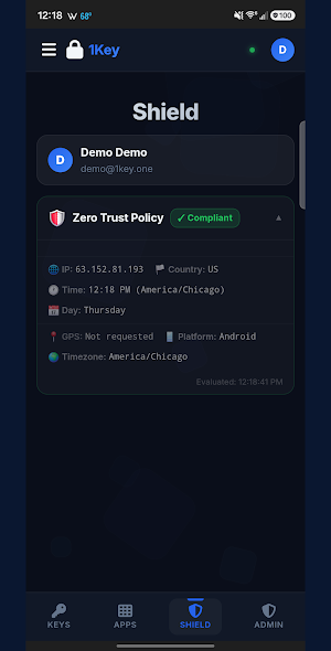 1Key Secure Access Screenshot 2