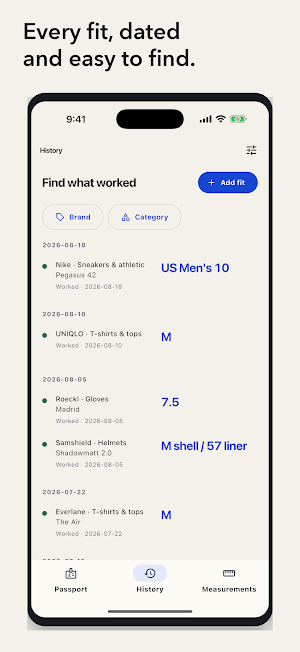 SizePassport: Personal Fit Screenshot 1