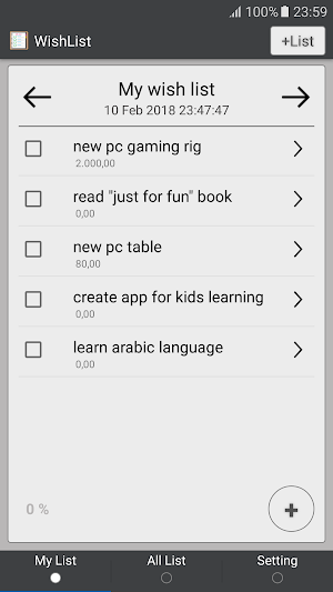 Wish List Screenshot 1