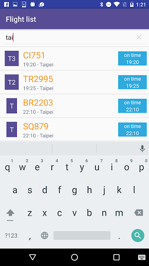 Changi Airport Flight Status Screenshot 2