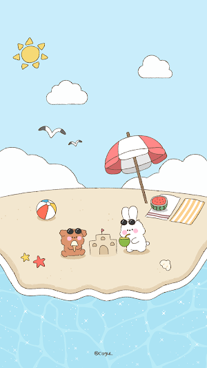 카카오톡 테마 - 바니 여름 바다 Screenshot 0
