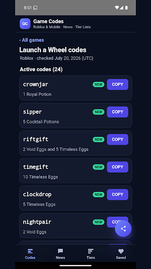 Roblox & Mobile Game Codes Screenshot 3
