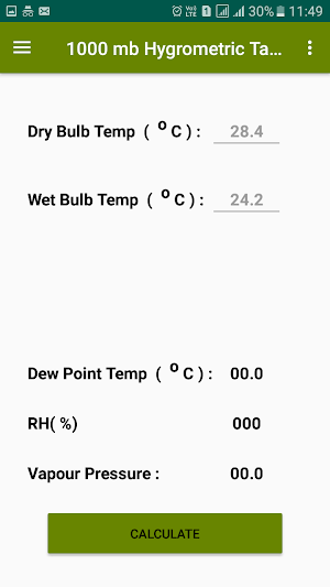 Dew Point Humidity Calculator Screenshot 1