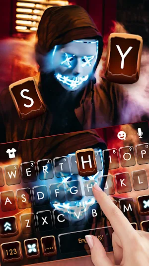 Neon Blue Maskman Keyboard Background Screenshot 1
