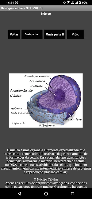 Biologia celular  acessível. Screenshot 2