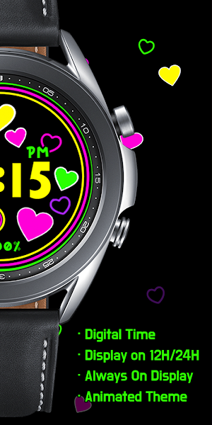 Black Colorful Heart_Watchface Screenshot 2